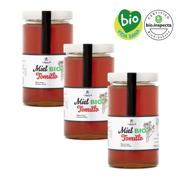 Echter BIO Thymianhonig aus Spanien-Premium Qualität-Naturprodukt-3x900g Glas