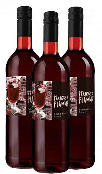 Punsch Schoko-Kirsch-Punsch 3x 0,75l - Feuer & Flamme - Prämiert aus Deutschland 9,5 % vol