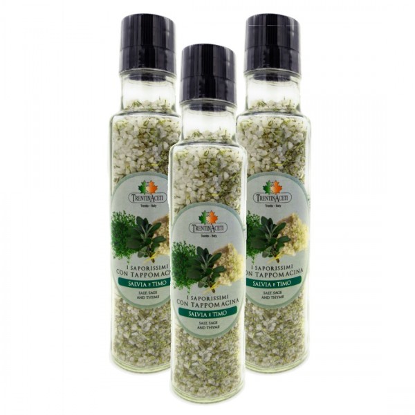 Italienische Gewürzmischung - 3x Salbei & Thymian Salz Gewürze - Salvia e Timo Salz - höchste Qualität - 260g