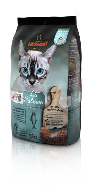 Katzen Trockenfutter - Adult GF Salmon mit Lachs 1800g - Getreidefrei - Leonardo Katzenfutter 