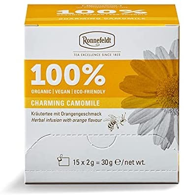 Ronnefeldt 100% Charming Camomile - BIO Kräutertee m. Orangengeschmack, 15 Teebeutel à 2 g, 30 g | Organic | Vegan | Eco-friendly