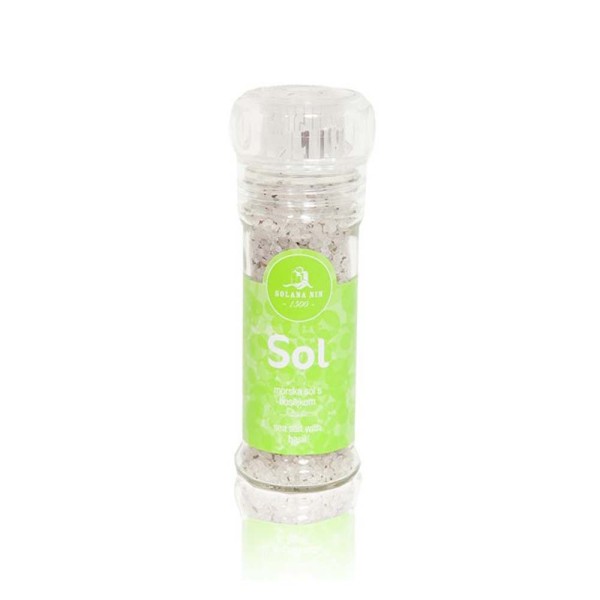 Solana Nin - Meersalz - mit Basilikum - Salzmühle - 100g