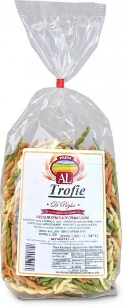 Frische Trofie Tricolor Nudeln aus Italien 500g – trafila in bronzo - Trofiette