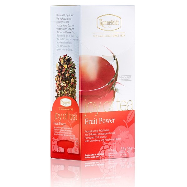Ronnefeldt Fruit Power "Joy of Tea" - Früchtetee mit Erdbeer-Himbeergeschmack, 15 Teebeutel, 54 g