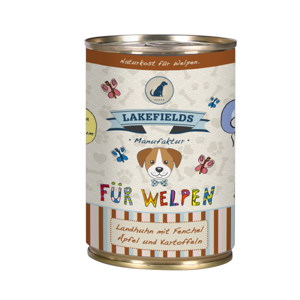 LAKEFIELDS MANUFAKTUR WELPEN Nassfutter MENÜ HUHN 61% Fleischanteil für Baby Hunde