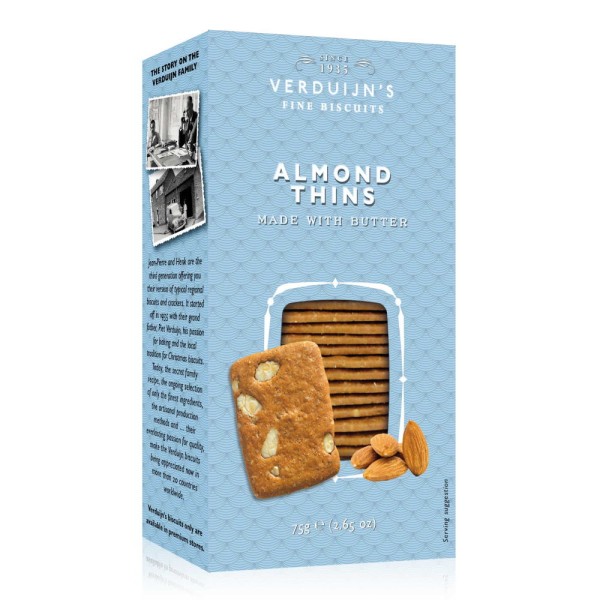 VERDUIJN'S - Butterwaffeln Almond Thins aus der Niederlande - Holländische Waffeln 75 g