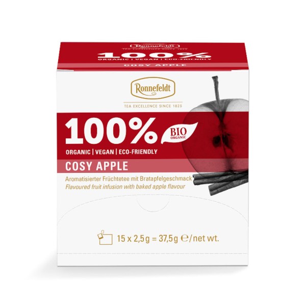 Ronnefeldt 100% Cosy Apple - BIO Früchtetee, 15 Teebeutel à 2 g, 30g | Organic | Vegan | Eco-friendly